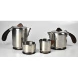 LUNDTOFTE; a Danish four-piece stainless steel tea and coffee service with wooden handles and knops,