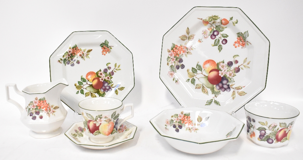 JOHNSON BROTHERS; a quantity of dinner and tea ware in the 'Fresh Fruit' pattern,