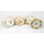 ROYAL WORCESTER; two cabinet plates, one a blush ivory example with hand painted Summer flowers,