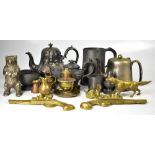 Various items of mixed metal and plated ware to include large pewter tankard,