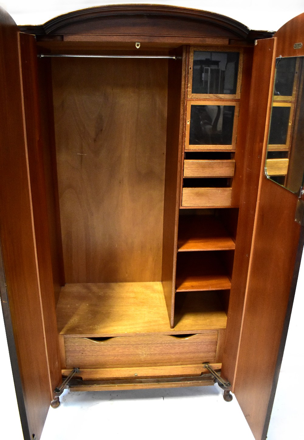 An Edwardian mahogany double bed frame, stepped top rail and inset oval inlaid panel, - Image 3 of 8