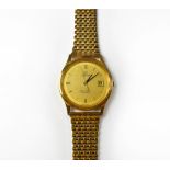 OMEGA SEAMASTER; a gentlemen's 9ct gold quartz wristwatch,