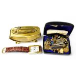 A collectors' lot comprising a Ronson gilt table lighter,