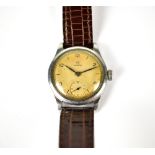 OMEGA; a circa 1944 gentlemen's stainless steel manual wind wristwatch, reference 2165A, 31mm.