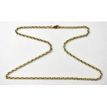 A 9ct gold belcher link necklace with lobster claw clasp and partial hoop, length approx 49cm,