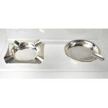 Two hallmarked silver ashtrays, comprising a Birmingham 1965 example and a Birmingham 1920 example,