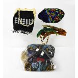 A collection of eight early 20th century Art Deco beadwork evening purses, most without frames,