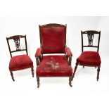 A Victorian mahogany framed part salon suite,