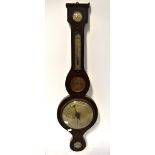 An oak cased five-dial barometer for restoration, height 95cm.