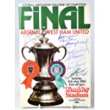 FOOTBALL; 1980 FA Cup Final, Arsenal v West Ham United programme bearing multiple signatures,