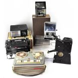 A large mixed collection of vintage amateur movie equipment to include a Specto Lamp projector,