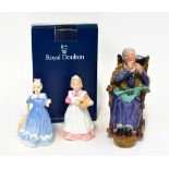 ROYAL DOULTON; three porcelain collectible figures comprising HN2352 'A Stitch in Time',