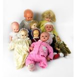 Nine vintage dolls, some named, to include a Fisher Price boy doll, Rosebud dolls,