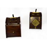 Two late 19th century mahogany coal scuttles with brass handles, knobs and embellishments,