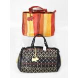 RADLEY; two vintage leather handbags comprising a brown terracotta, cream and camel striped example,