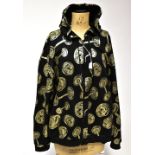 MOSCHINO; a 'Moschino Underwear' hooded fleece jacket with printed gilt barbells,
