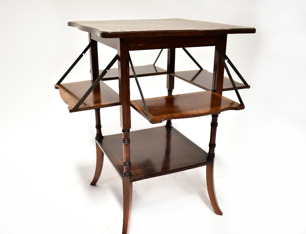 An Edwardian satinwood and mahogany crossbanded and string inlaid occasional table,