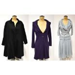 A quantity of vintage clothes to include a black swing mac from Miss Selfridge,