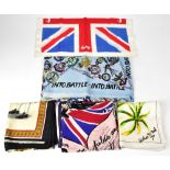 Five military commemorative related scarves, a Jacqmar WWII 'Into Battle',