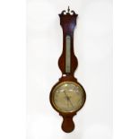 A 19th century mahogany banjo barometer, the silvered dial signed V Zanetti, Market Street,