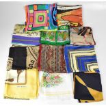 Ten vintage silk scarves to include a Gina Ruccini 'Wild Flowers' example designed in Australia by