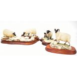 BORDER FINE ARTS; three figure groups of sheep to include 119 'Suffolk Ewe and Lamb',