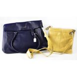 BAILEY & QUINN; a navy briefcase-style handbag with twin handles,