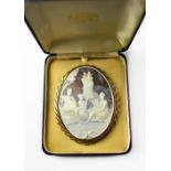 A 19th century style large yellow metal oval cameo brooch,