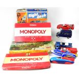 A quantity of vintage games to include 'Monopoly', diecast vehicles etc.