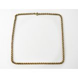 A 9ct gold belcher link necklace, with ring and hoop clasp, length approx 42cm, approx 7.3g.