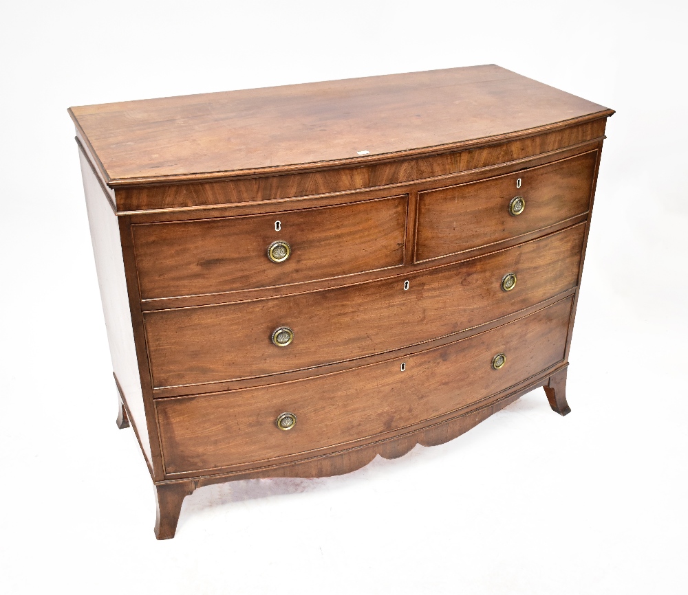 A 19th century mahogany bow-fronted chest of two short over two long drawers,
