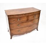 A 19th century mahogany bow-fronted chest of two short over two long drawers,