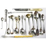 Sixteen items of hallmarked silver cutlery to include two pickle forks,