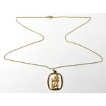 A 9ct gold St Christopher pendant, on a 9ct gold dainty necklace chain, length approx 40cm,