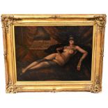 IN THE MANNER OF FEDERICO BELTRAN MASSES (1885-1949); oil on canvas, masked nude,