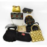 A quantity of vintage handbags, clutch bags and purses, to include beaded examples, string examples,