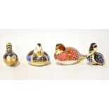 ROYAL CROWN DERBY; four Imari pattern porcelain paperweights comprising two ducks,
