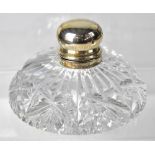 A crystal ink bottle with hallmarked silver liner and top, Harrison Brothers & Howson Ltd,