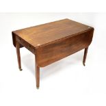 A 19th century mahogany drop-leaf Pembroke table with single end drawer and raised on square