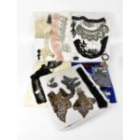 Seven display cards with various Victorian and Edwardian beadwork and motif examples,