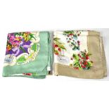 GUCCI; two vintage silk scarves, and ivory silk scarf with all-over design of summer fruits,