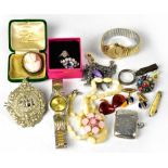 A quantity of costume jewellery and other items to include a gentlemen's Ronet seventeen jewel