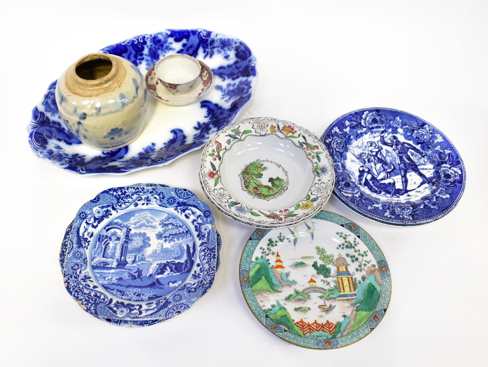 Various 19th century blue and white pottery, mostly Spode examples, to include 'Italian' pattern,