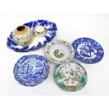 Various 19th century blue and white pottery, mostly Spode examples, to include 'Italian' pattern,