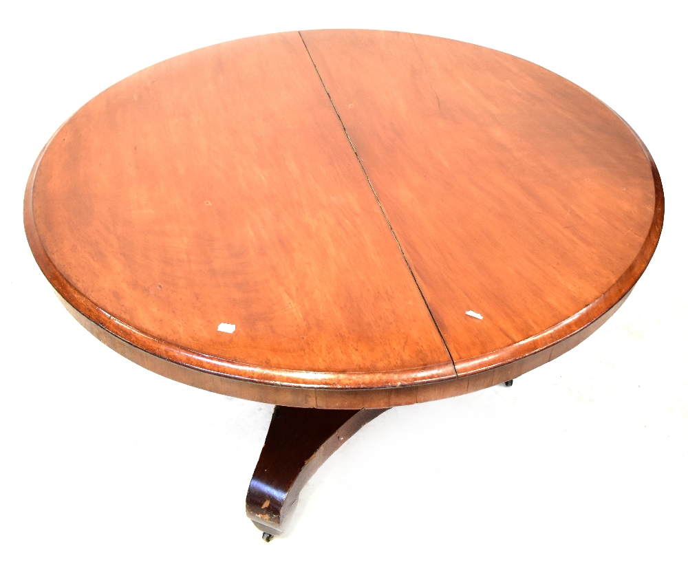 A 19th century mahogany circular tilt-top breakfast table with hexagonal column and raised on - Image 2 of 7