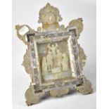 A Jerusalem mother of pearl picture depicting the nativity scene titled 'Gloria Bethlehem',