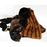 A circa 1940s mink evening cape and a fox fur wrap from the same period,