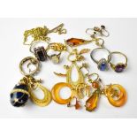 A quantity of vintage and modern costume jewellery to include seven pairs of earrings,