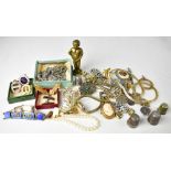 A collection of vintage and modern costume jewellery to include marcasite rings, necklaces, etc,