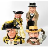 ROYAL DOULTON; various Toby and character jugs to include 'Winston Churchill', height approx 23cm,